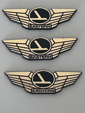 Set of 3 Vintage Eastern Airline Plastic Wings with Self Stick Backs